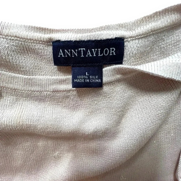 Ann Taylor 100% Silk Ivory Cream Camisole Tank with Clear Sequins Womens Large - Picture 8 of 9